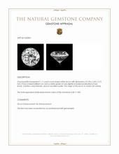 1.11 Ct. White Zircon from Ceylon (Sri Lanka) Appraisal