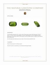 50.61 Ct. Green (Lime Green) Peridot from Burma (Myanmar) Appraisal
