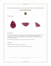 1.93 Ct. Pinkish Red Rubellite Tourmaline from Mozambique Appraisal