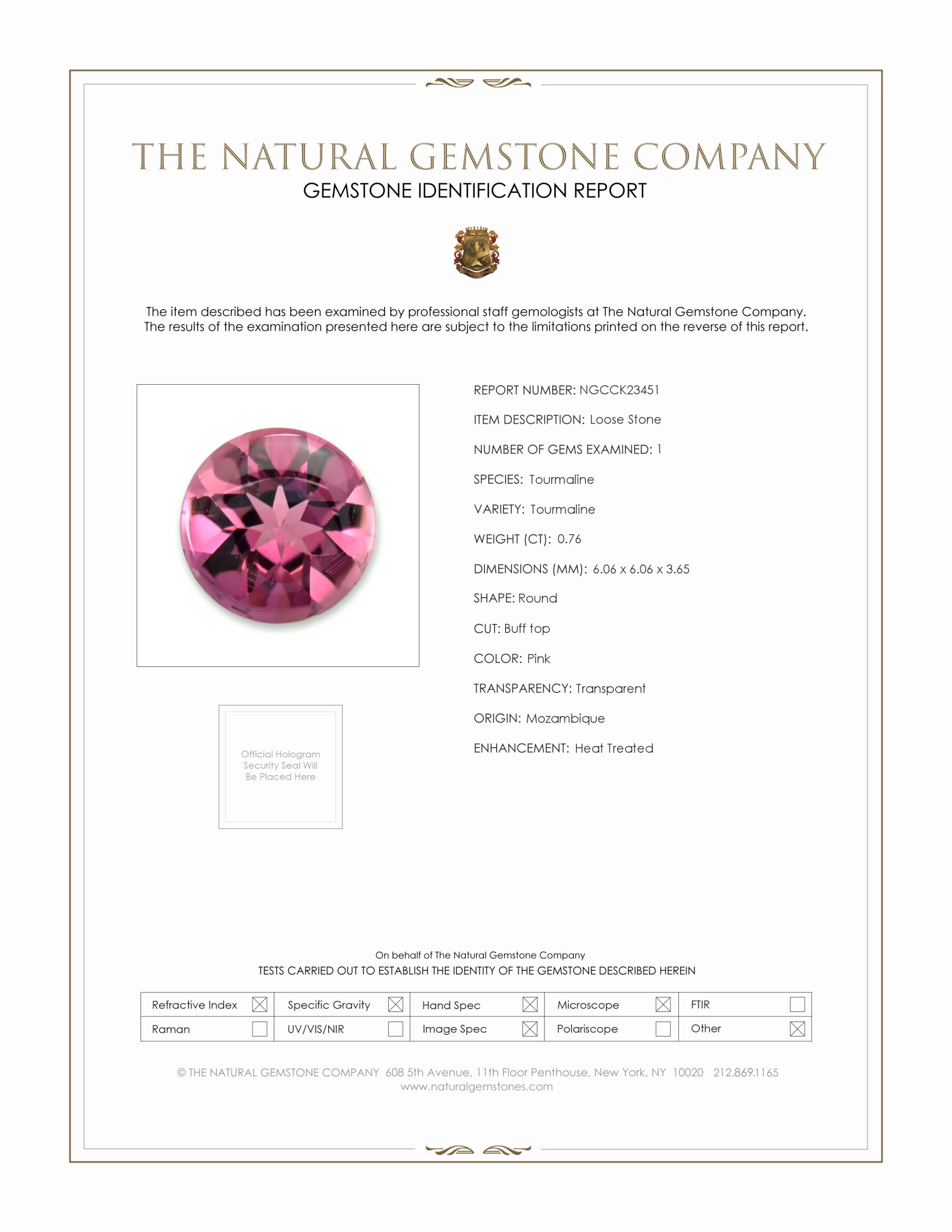 0.76 Ct. Pink Cabochon Tourmaline from Mozambique