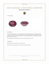 1.29 Ct. Purplish Red Rhodolite Garnet from Ceylon (Sri Lanka) Appraisal