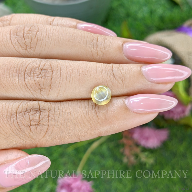 1.92 Ct. Greenish Yellow Cabochon Chrysoberyl from Ceylon (Sri Lanka)
