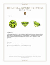 2.16 Ct. Yellowish Green Peridot from Burma (Myanmar) Appraisal