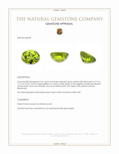 2.26 Ct. Yellowish Green Peridot from Burma (Myanmar) Appraisal
