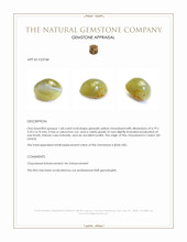 1.68 Ct. Greenish Yellow Cabochon Chrysoberyl from Ceylon (Sri Lanka) Appraisal