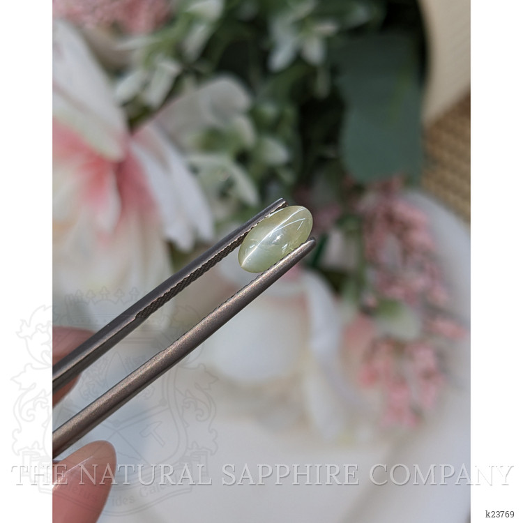 1.85 Ct. Yellowish Green Cabochon Chrysoberyl from Ceylon (Sri Lanka)