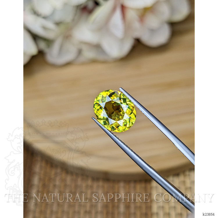 5.12 Ct. Yellowish Green Sphene (Titanite) from Madagascar