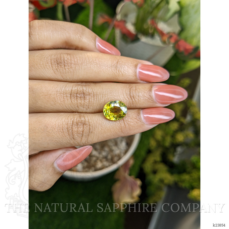 5.12 Ct. Yellowish Green Sphene (Titanite) from Madagascar