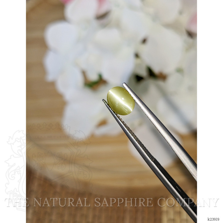 2.28 Ct. Greenish Yellow Cabochon Chrysoberyl from Ceylon (Sri Lanka)