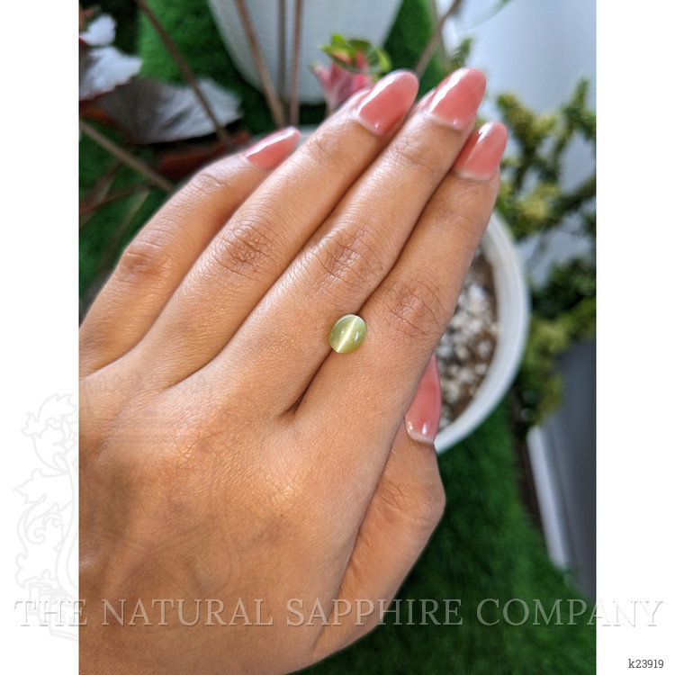 2.28 Ct. Greenish Yellow Cabochon Chrysoberyl from Ceylon (Sri Lanka)