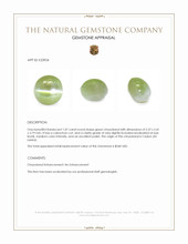 1.07 Ct. Green Cabochon Chrysoberyl from Ceylon (Sri Lanka) Appraisal