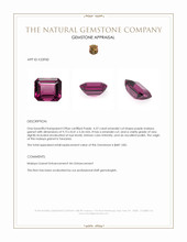 4.37 Ct. Purple Malaya Garnet from Tanzania Appraisal
