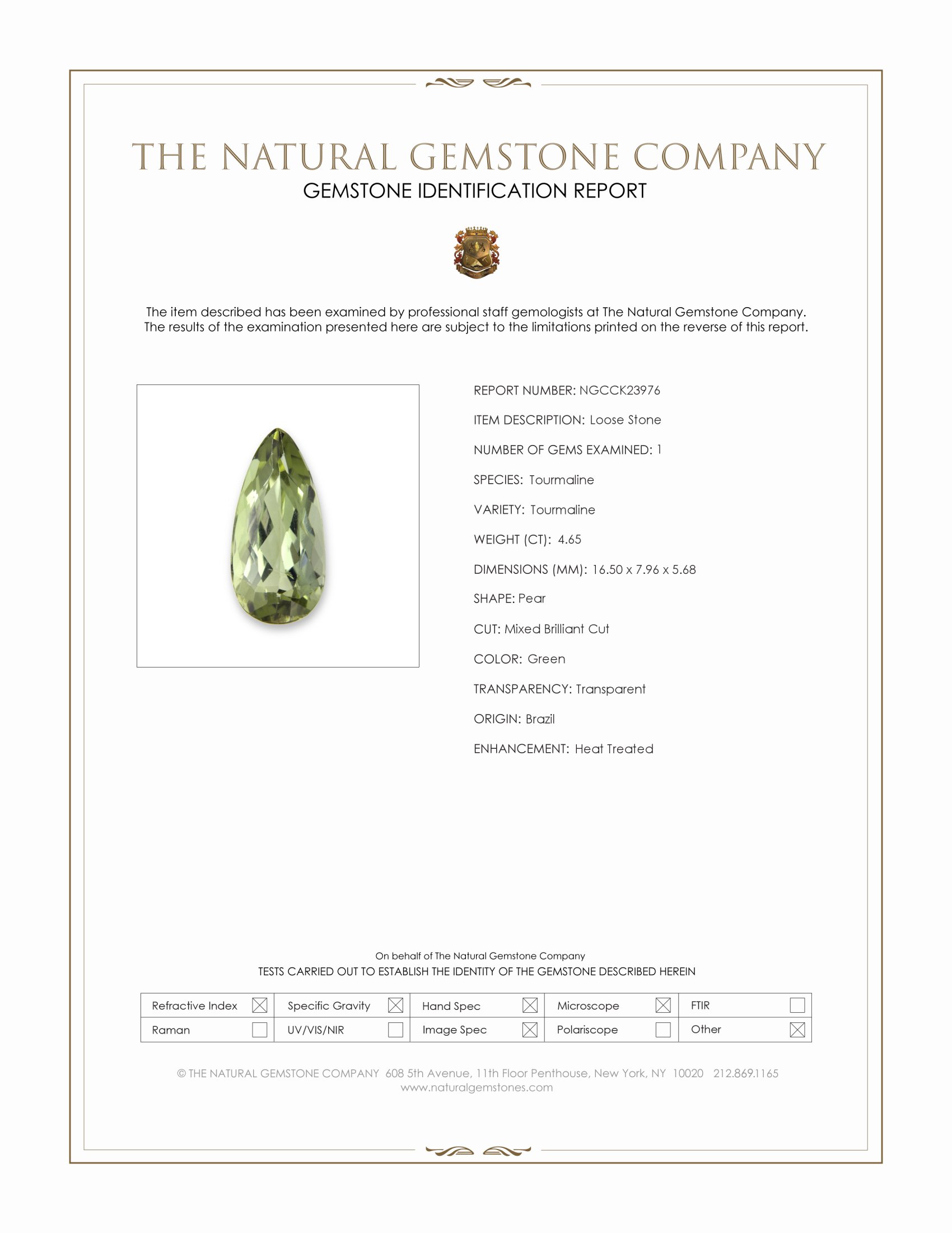 4.65 Ct. Green Tourmaline from Brazil