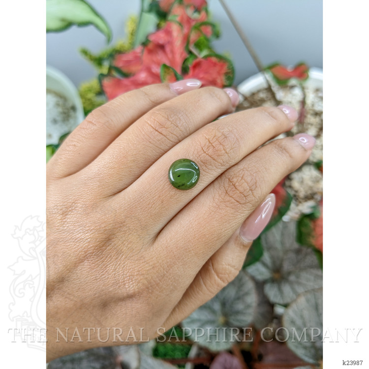 3.13 Ct. Yellowish Green Cabochon Jade from Burma (Myanmar)