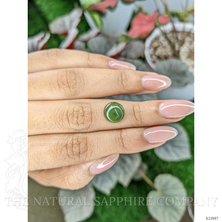 3.13 Ct. Yellowish Green Cabochon Jade from Burma (Myanmar)