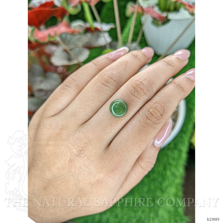 2.95 Ct. Green Cabochon Jade from Burma (Myanmar)