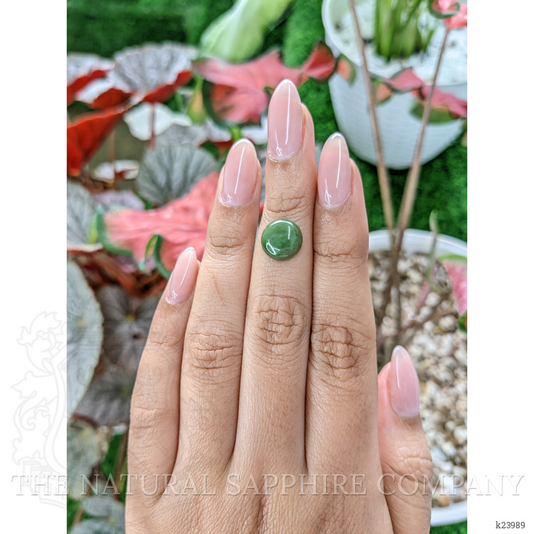 2.95 Ct. Green Cabochon Jade from Burma (Myanmar)