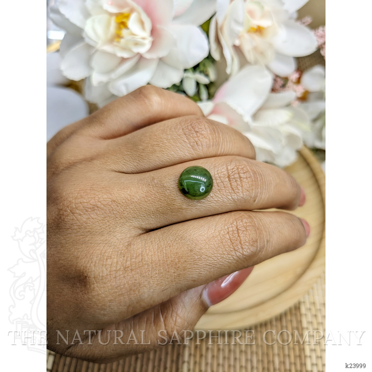 3.27 Ct. Green Cabochon Jade from Burma (Myanmar)