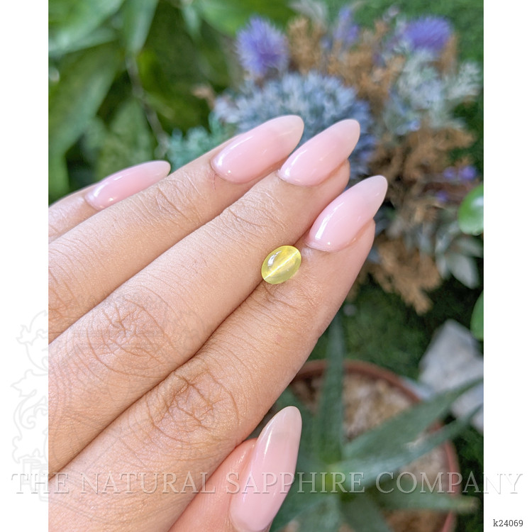 1.63 Ct. Greenish Yellow Cabochon Chrysoberyl from Madagascar