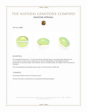1.13 Ct. Yellowish Green Cabochon Chrysoberyl from Tanzania Appraisal