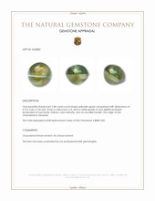 2.08 Ct. Yellowish Green Cabochon Chrysoberyl from Tanzania Appraisal
