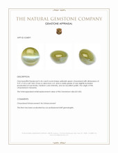 6.36 Ct. Yellowish Green Cabochon Chrysoberyl from Tanzania Appraisal