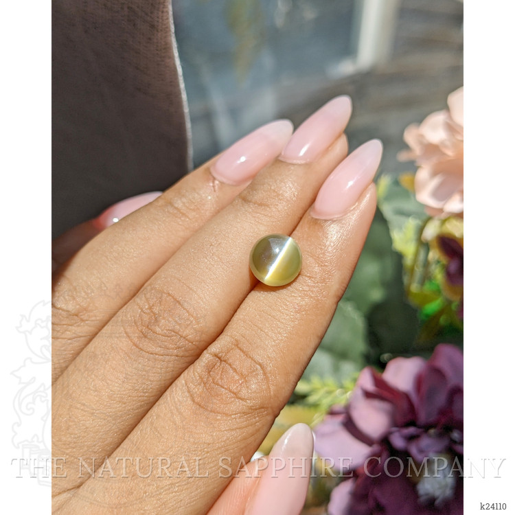 5.00 Ct. Greenish Yellow Cabochon Chrysoberyl from Ceylon (Sri Lanka)