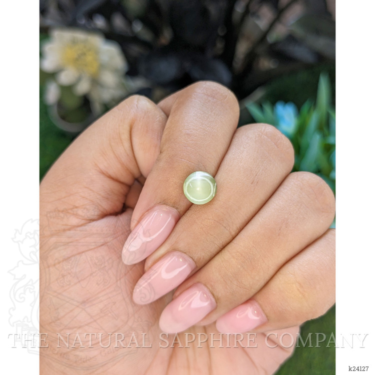 1.80 Ct. Yellowish Green Cabochon Chrysoberyl from Ceylon (Sri Lanka)