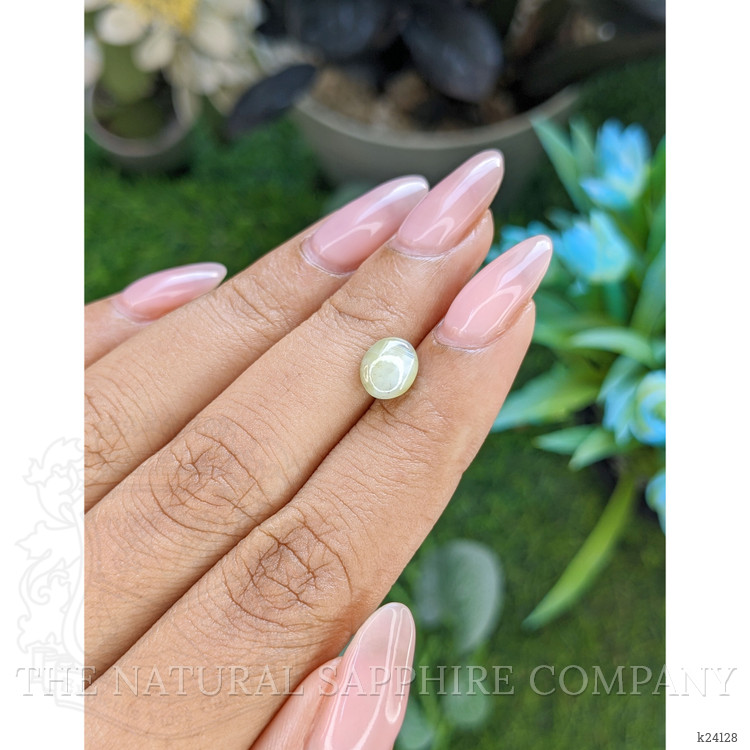 1.90 Ct. Yellowish Green Cabochon Chrysoberyl from Ceylon (Sri Lanka)