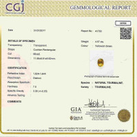 4.57 Ct. Yellowish Green Tourmaline from Ceylon (Sri Lanka) Scan Report
