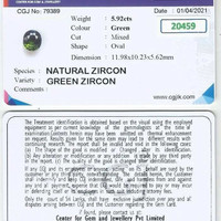 5.92 Ct. Green Zircon from Ceylon (Sri Lanka) Scan Report
