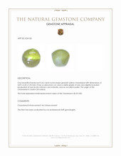 0.65 Ct. Greenish Yellow Cabochon Chrysoberyl from Ceylon (Sri Lanka) Appraisal
