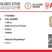 0.99 Ct. Yellow Chrysoberyl from Ceylon (Sri Lanka) Scan Report