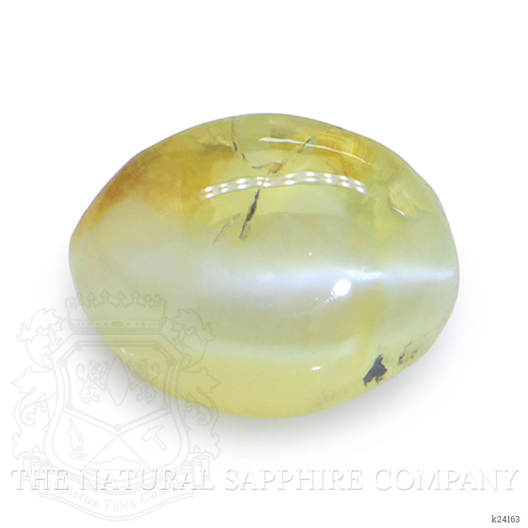 0.75 Ct. Greenish Yellow Cabochon Chrysoberyl from Ceylon (Sri Lanka)