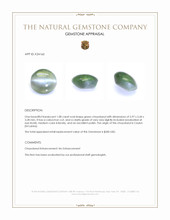 1.08 Ct. Green Cabochon Chrysoberyl from Ceylon (Sri Lanka) Appraisal