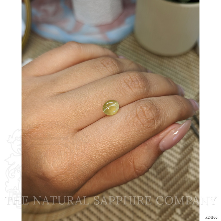 1.25 Ct. Greenish Yellow Cabochon Chrysoberyl from Ceylon (Sri Lanka)