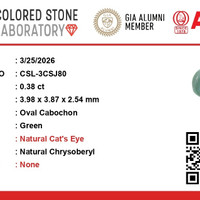 0.37 Ct. Green Cabochon Chrysoberyl from Ceylon (Sri Lanka) Scan Report