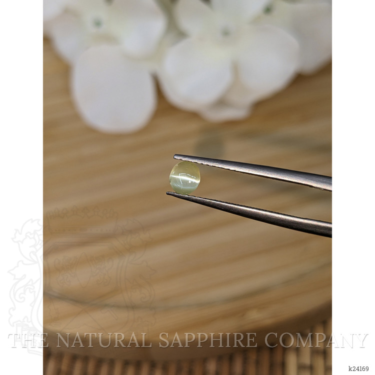 0.55 Ct. Greenish Yellow Cabochon Chrysoberyl from Ceylon (Sri Lanka)