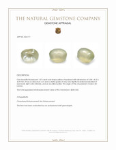1.07 Ct. Yellow Cabochon Chrysoberyl from Ceylon (Sri Lanka) Appraisal