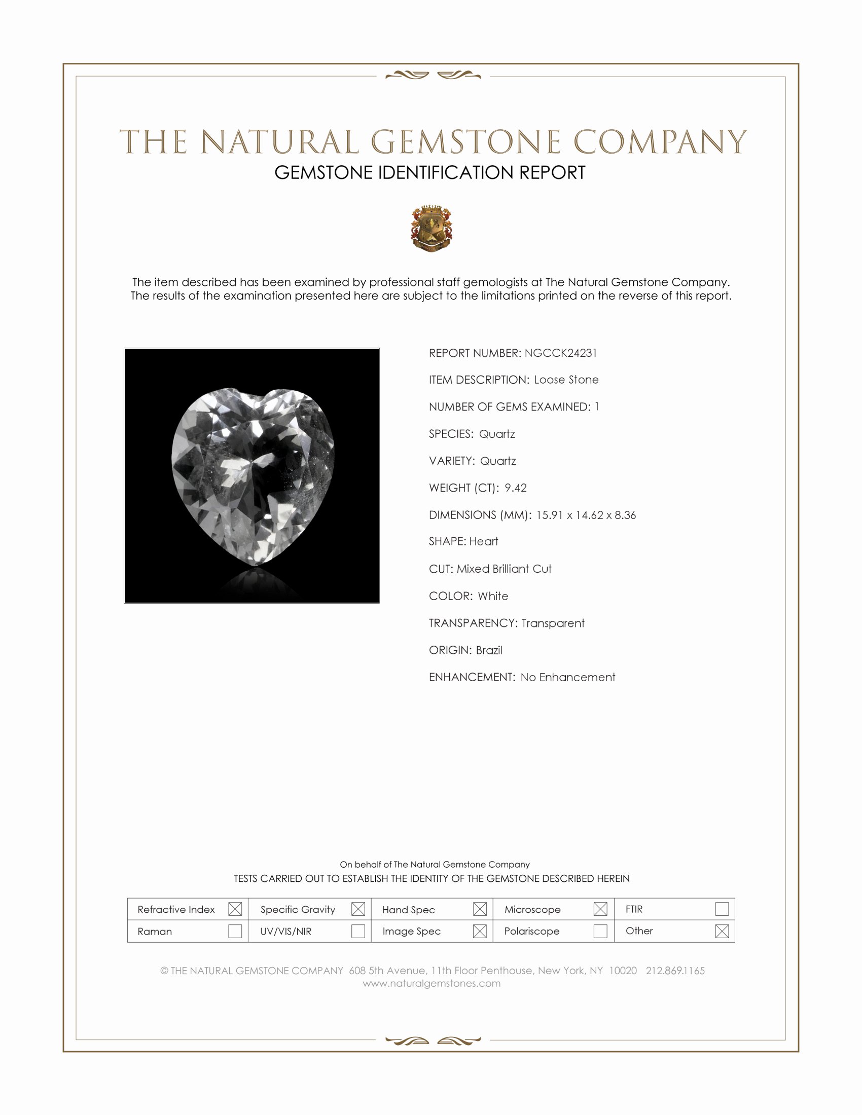 9.42 Ct. White Quartz from Brazil