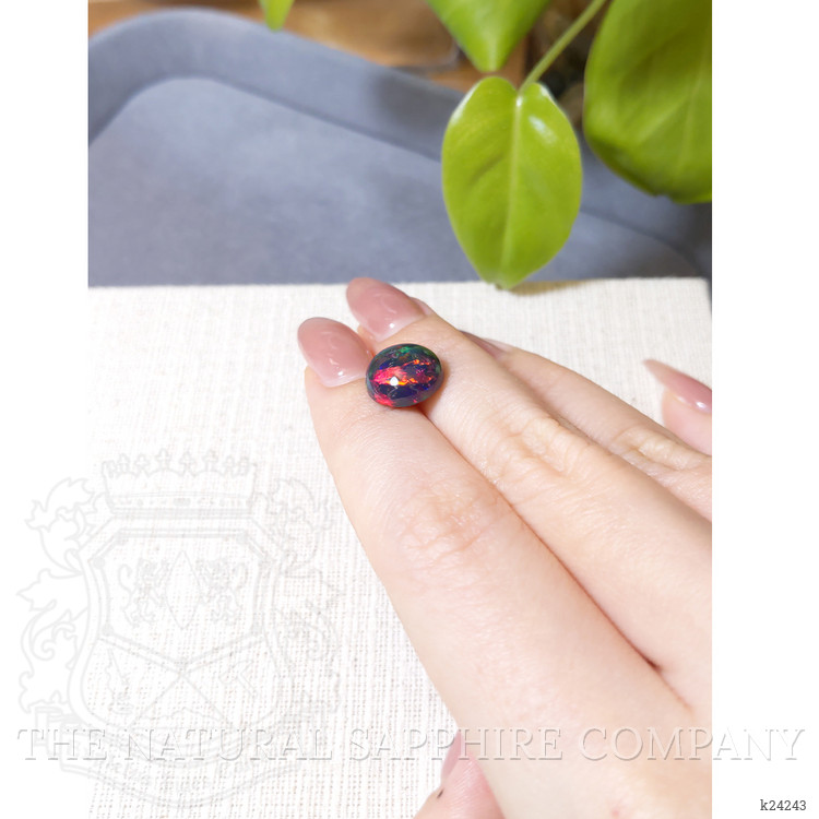 3.92 Ct. Multi Color Cabochon Black Opal from Ethiopia