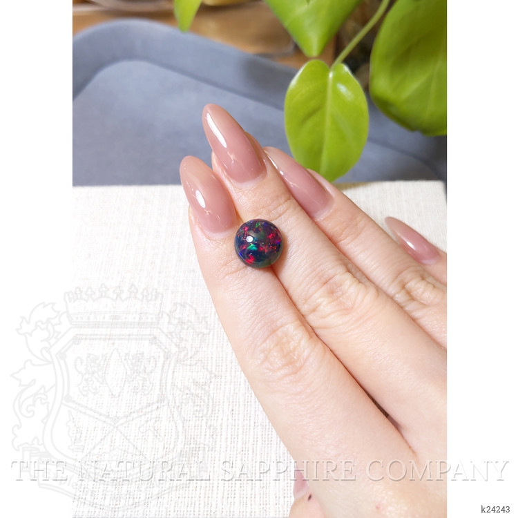 3.92 Ct. Multi Color Cabochon Black Opal from Ethiopia