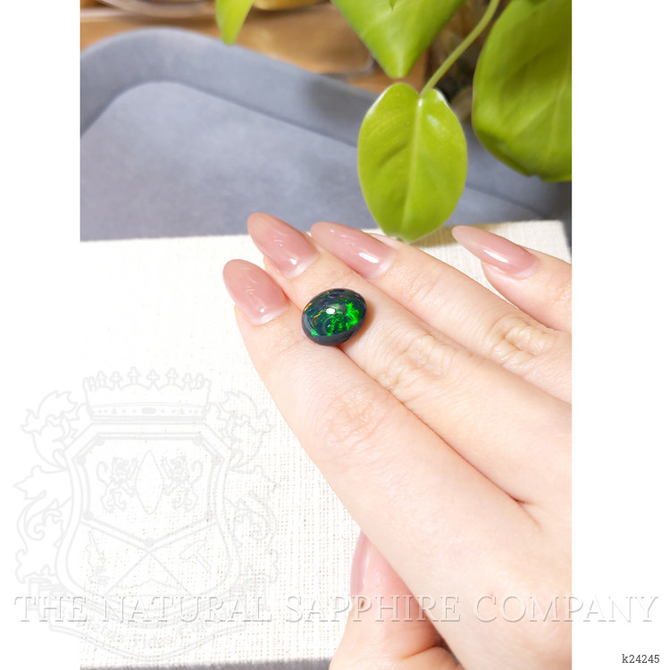 4.95 Ct. Multi Color Cabochon Black Opal from Ethiopia