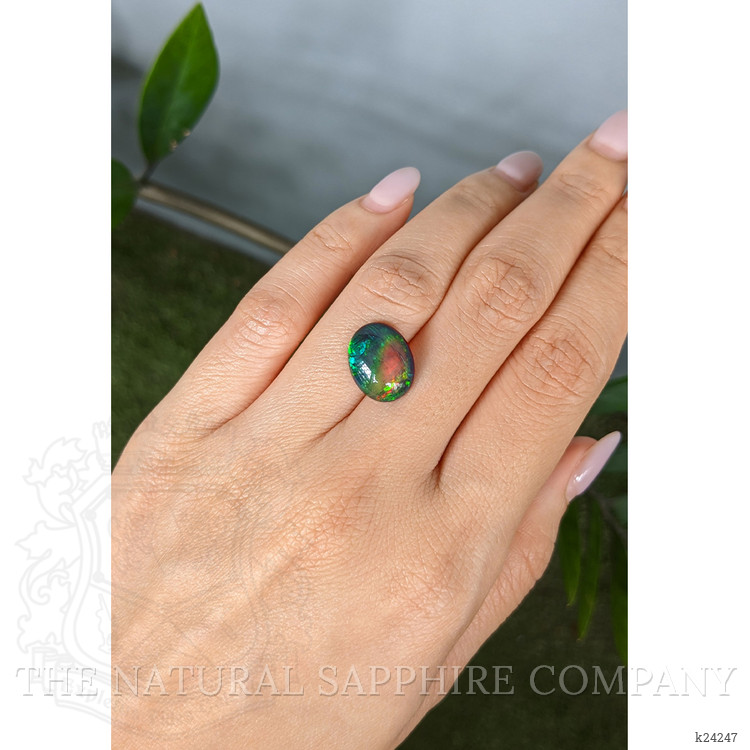 3.44 Ct. Multi Color Cabochon Black Opal from Ethiopia