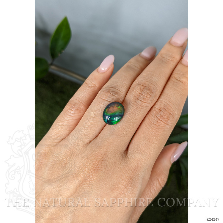 3.44 Ct. Multi Color Cabochon Black Opal from Ethiopia
