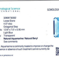 4.07 Ct. Blue Aquamarine from Brazil Scan Report