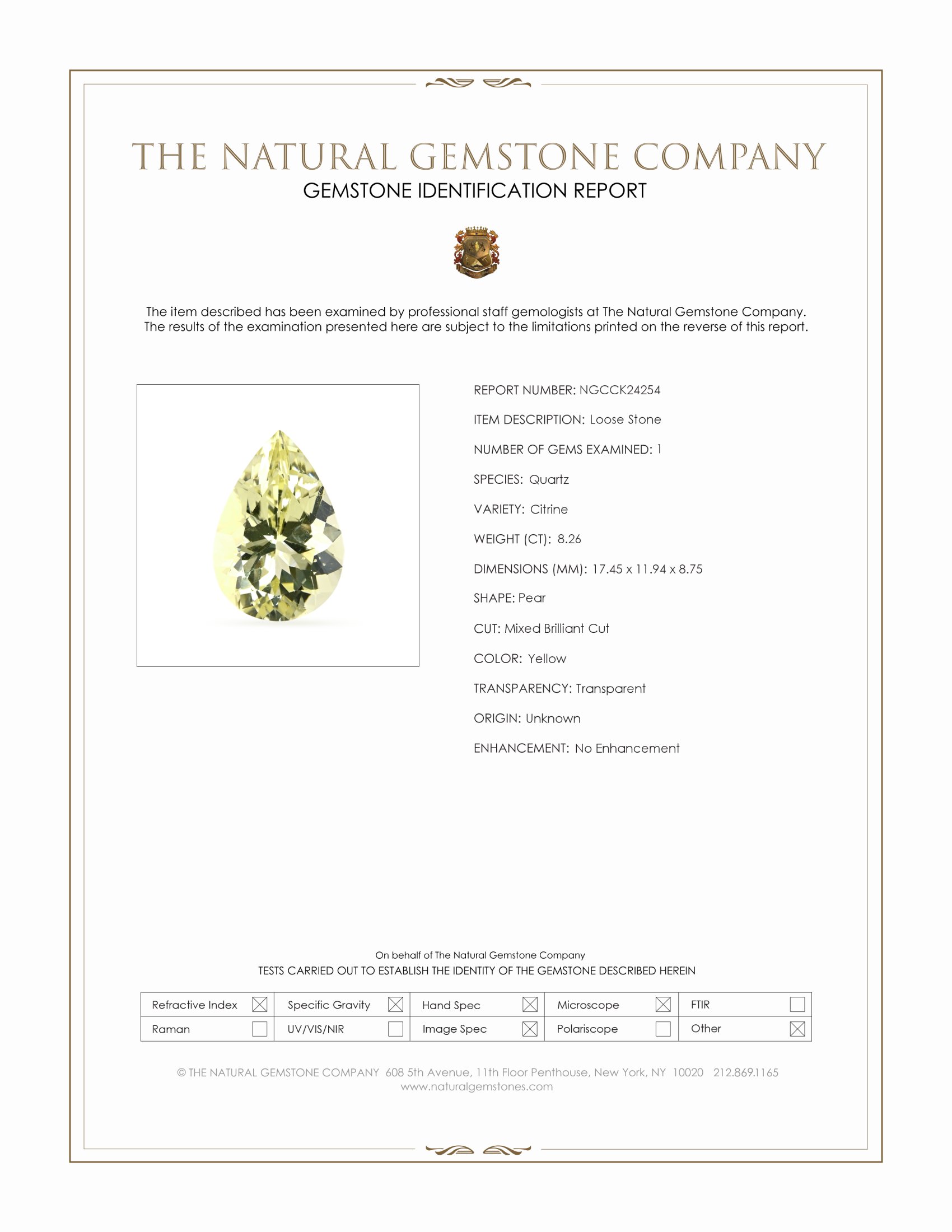 8.26 Ct. Yellow Citrine