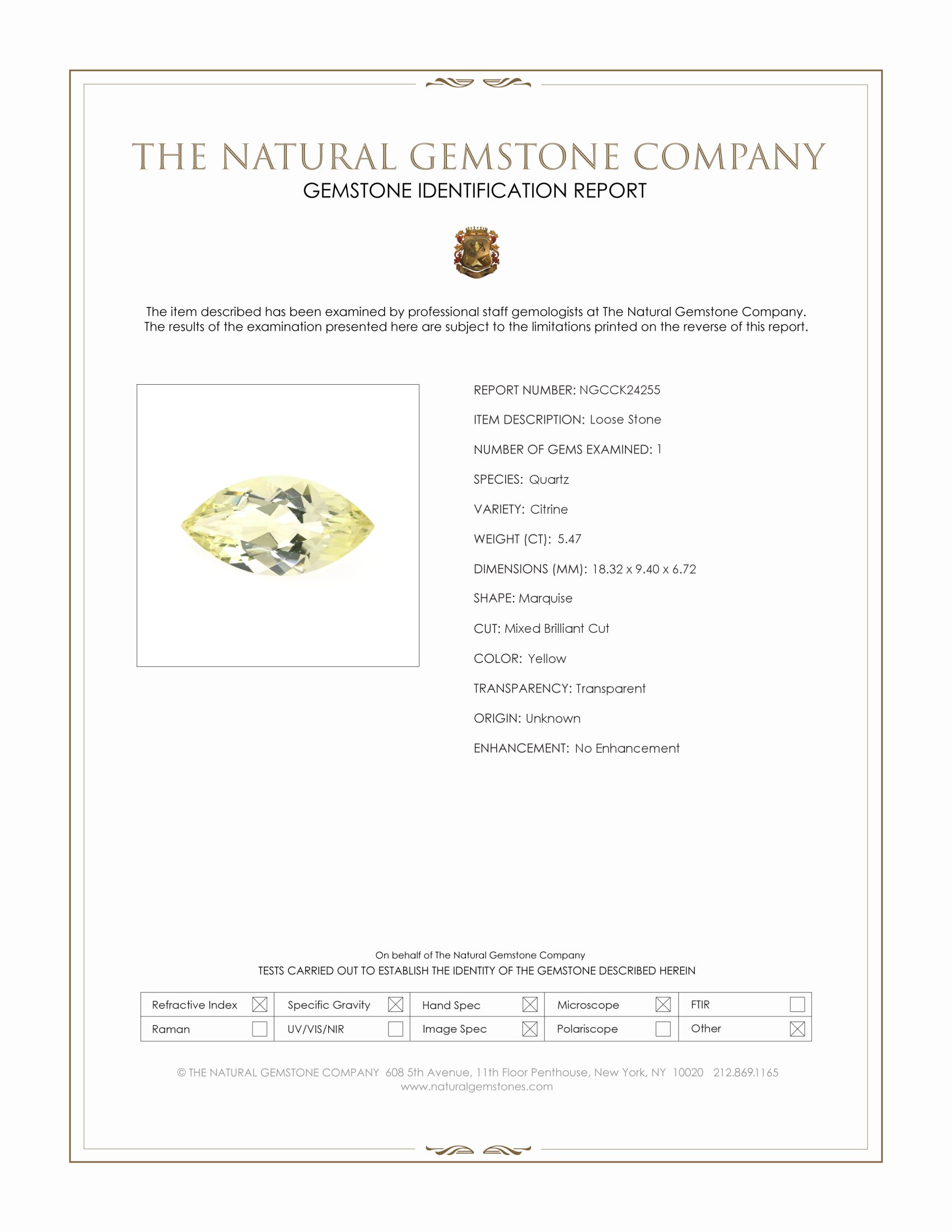 5.47 Ct. Yellow Citrine