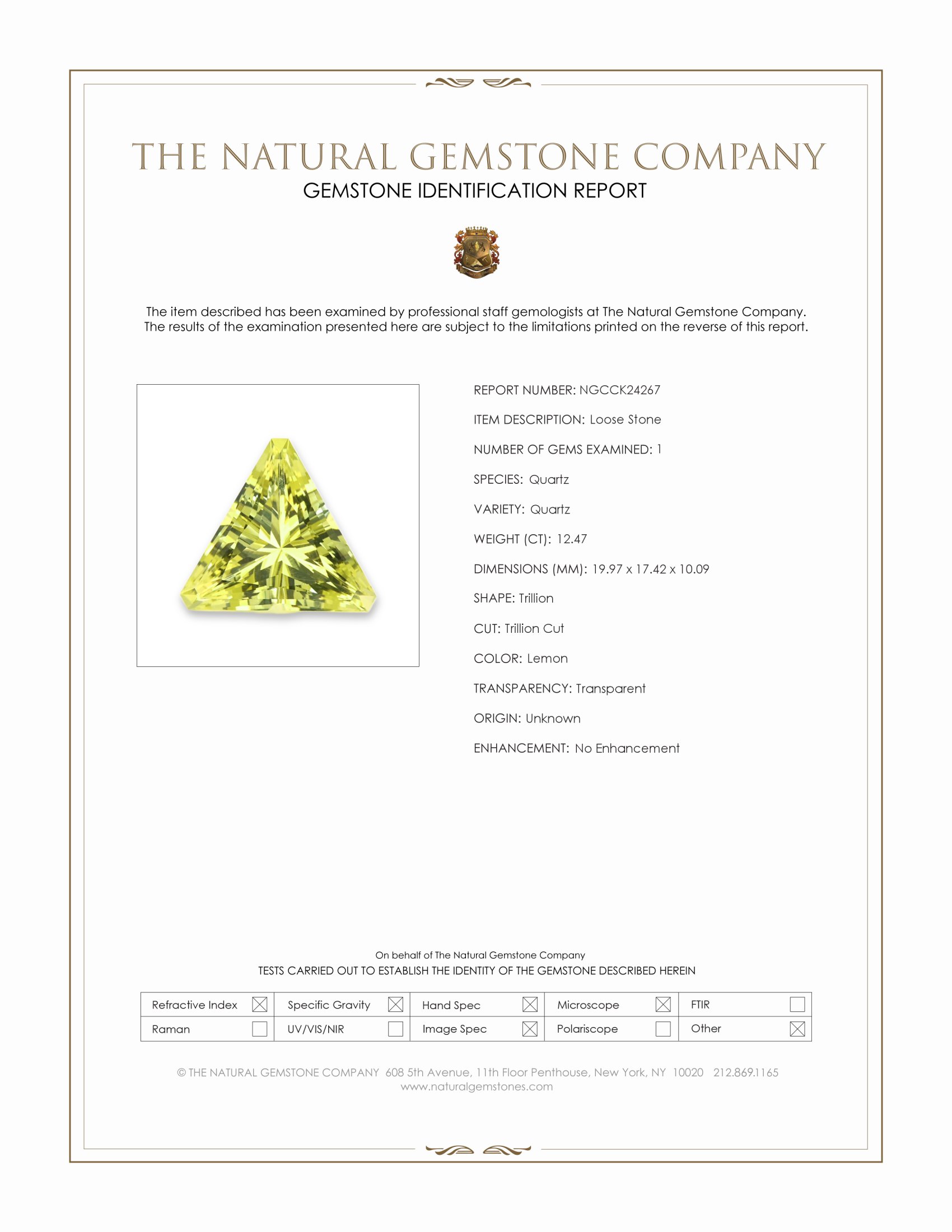 12.47 Ct. Lemon Quartz