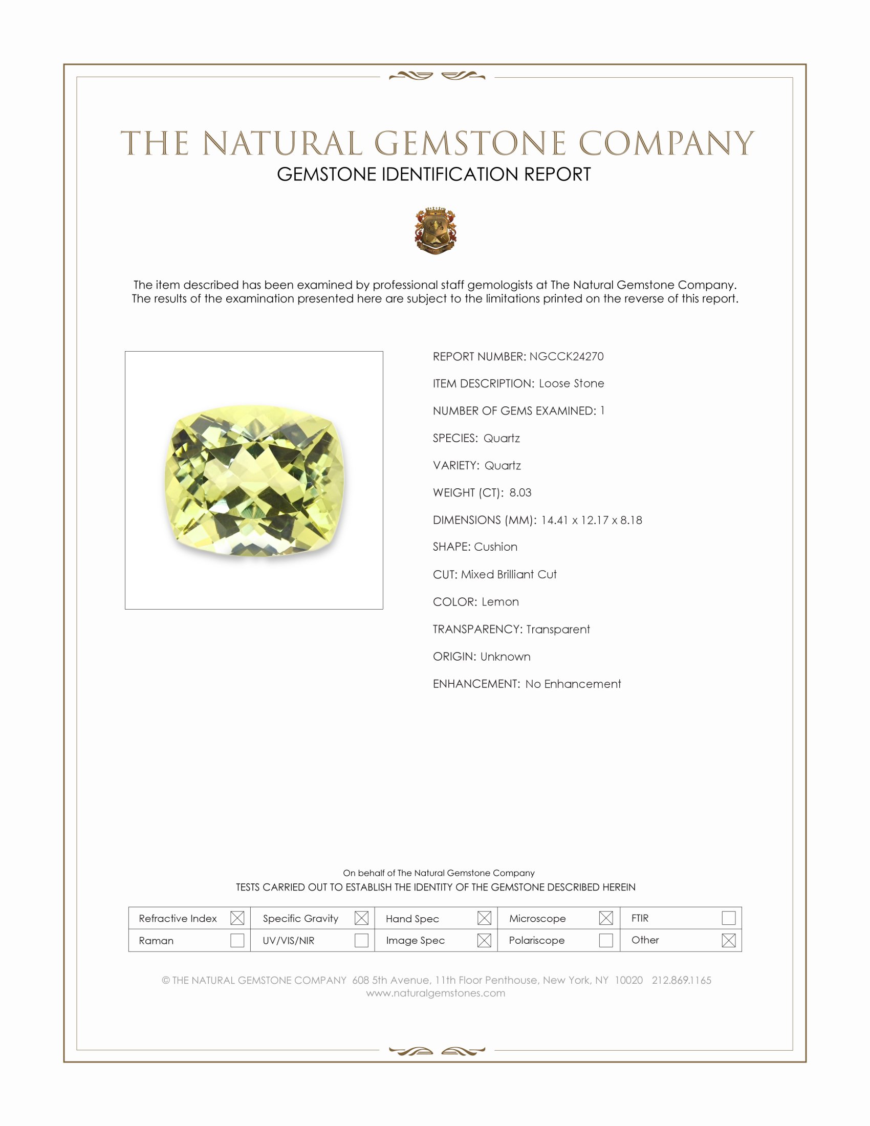 8.03 Ct. Lemon Quartz